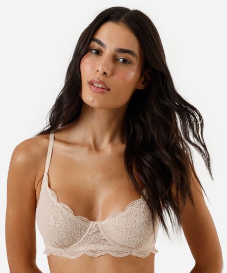 sutiã meia taça básico renda bege 48 sutiã meia taça básico renda bege 48