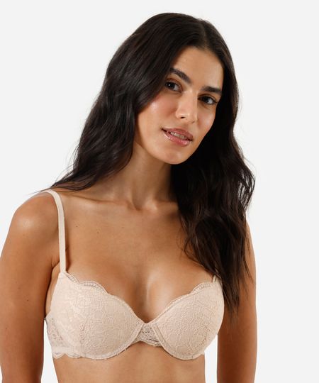 sutiã meia taça feminino de renda floral bege 40 sutiã meia taça feminino de renda floral bege 40