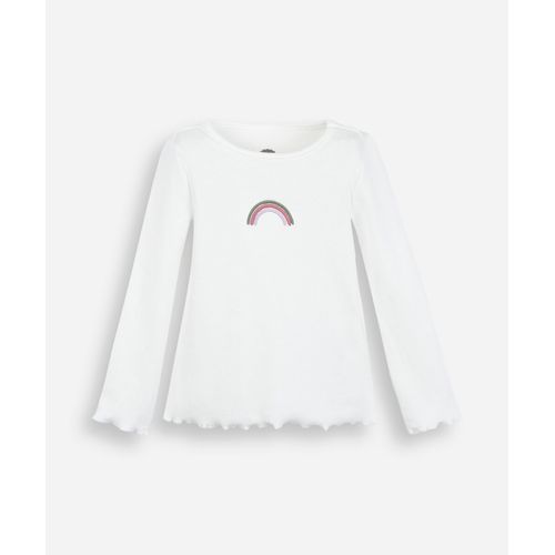 blusa infantil de algodão manga longa arco íris off white