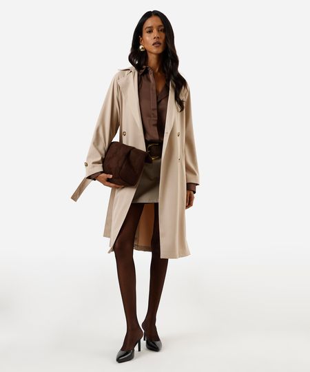 casaco trench coat midi feminino bege M