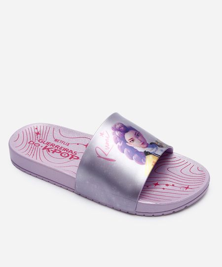 chinelo slide infantil guerreiras do k-pop hundrix gaspea lilás 34 chinelo slide infantil guerreiras do k-pop hundrix gaspea lilás 34