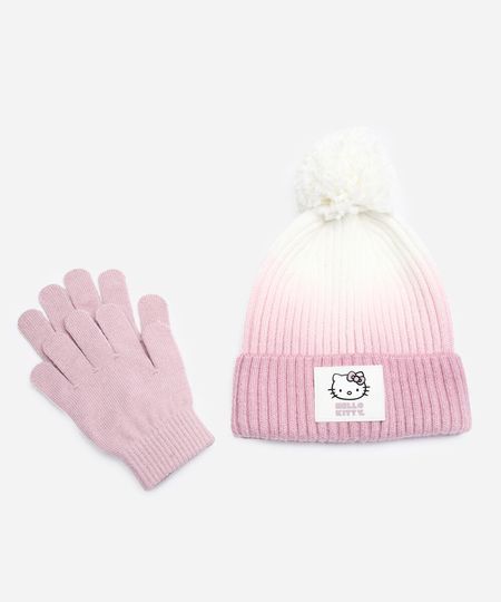 kit infantil gorro e luva hello kitty colorido UNICO kit infantil gorro e luva hello kitty colorido UNICO