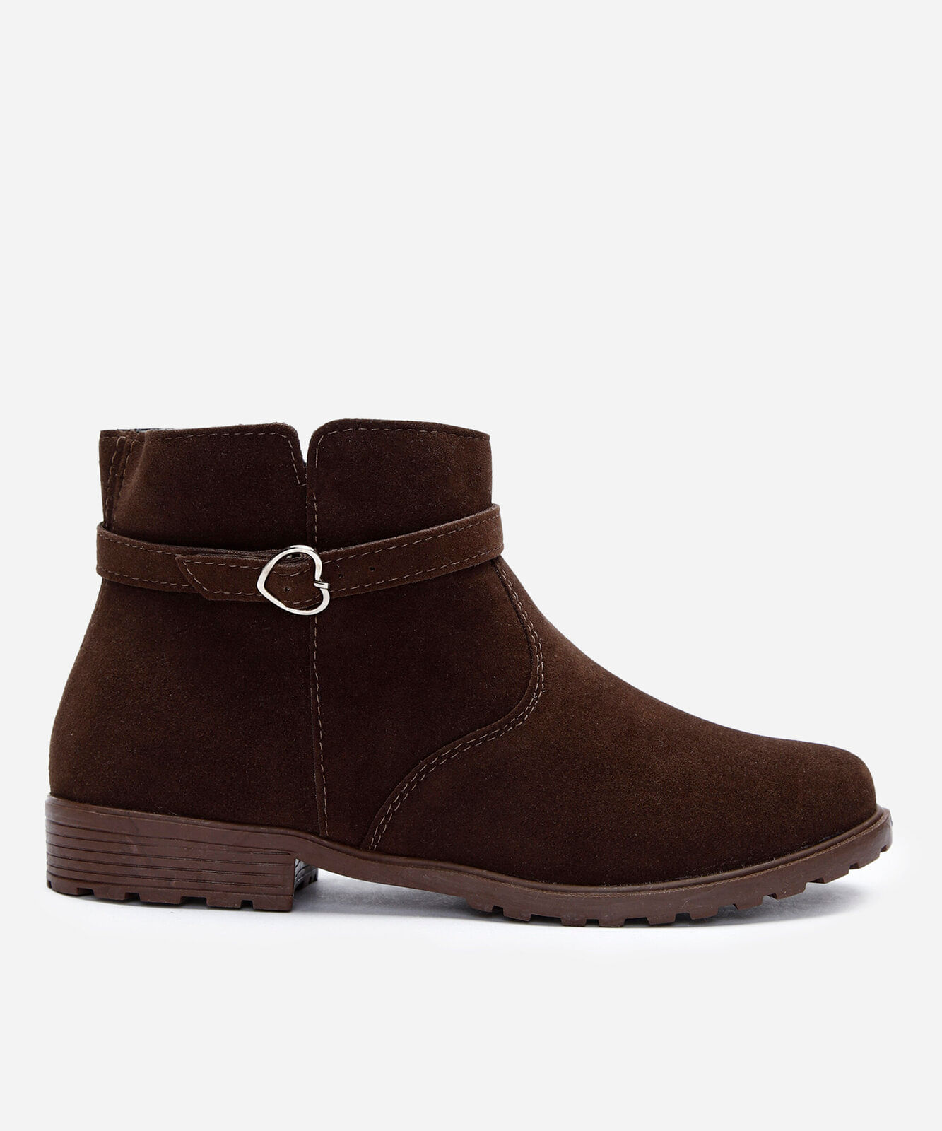 bota infantil com fivela de coração marrom