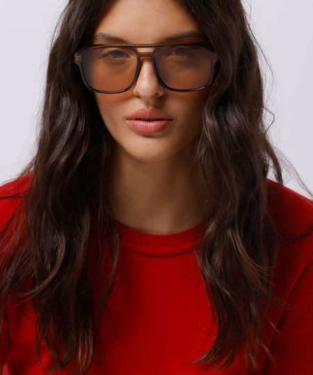 óculos de sol aviador mindset unissex marrom UNICO