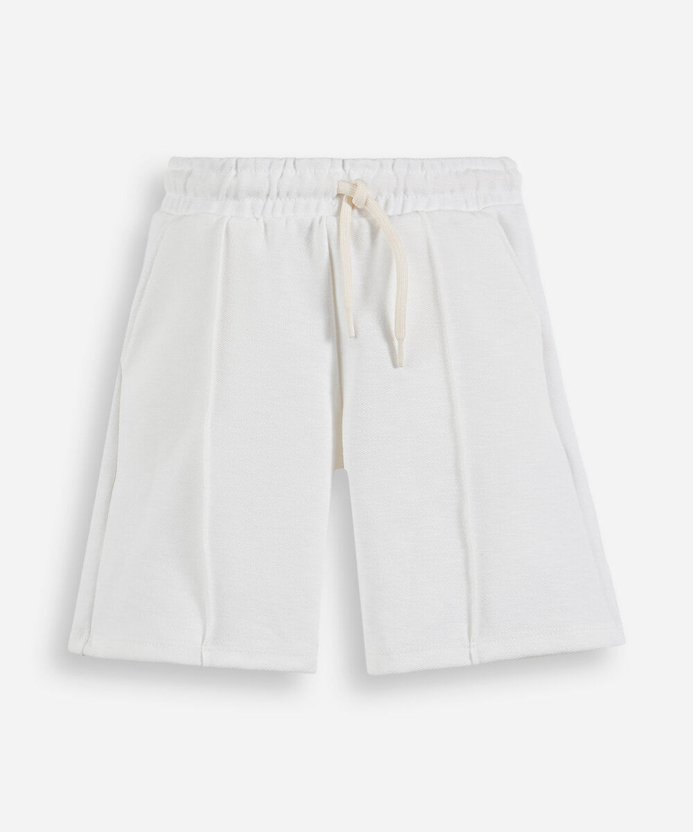 bermuda infantil de moletom com detalhe de friso off white