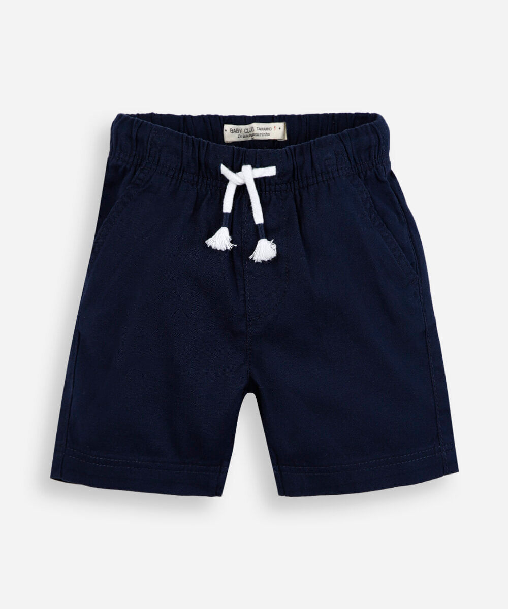 bermuda infantil de algodão com cós elástico azul