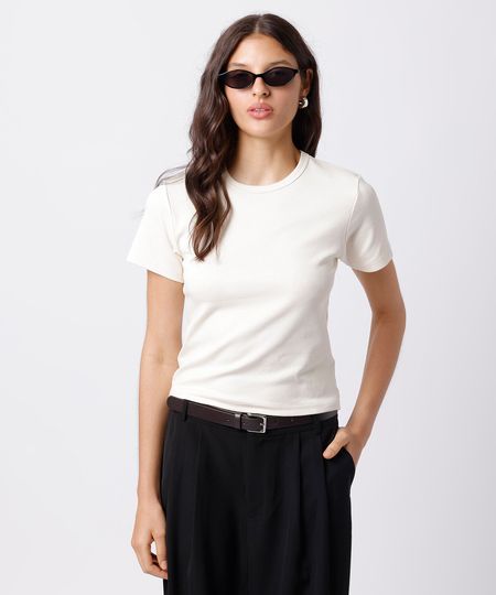 camiseta feminina de algodão peruano mindset off white PP camiseta feminina de algodão peruano mindset off white PP