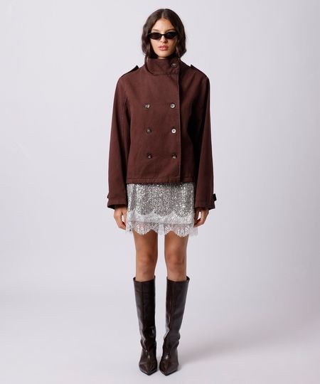 minissaia feminina de paetê com renda mindset prateada P minissaia feminina de paetê com renda mindset prateada P