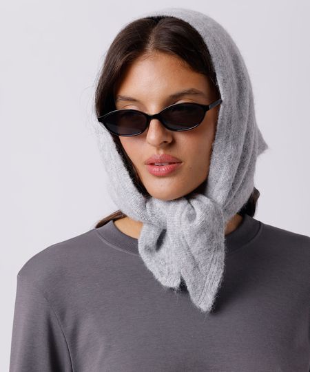 cachecol triangular de tricot mindset cinza UNICO