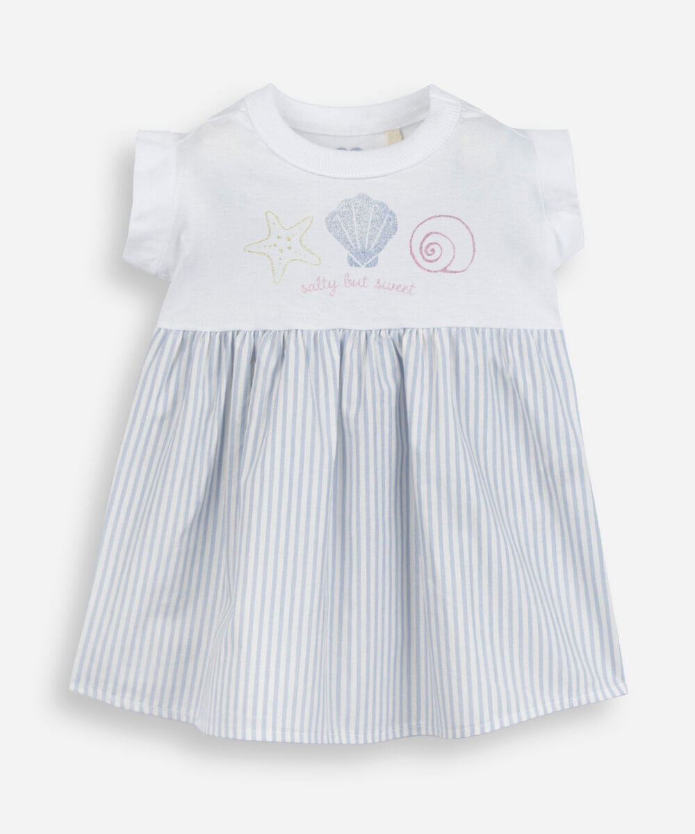 vestido infantil saia listrada off white