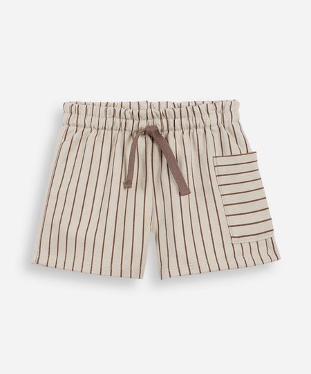short infantil de malha listrado bege 1 short infantil de malha listrado bege 1