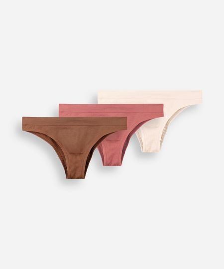 kit de 3 calcinhas biquíni sem costura colorido M