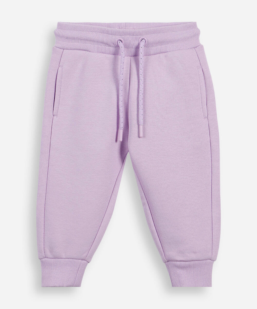 calça infantil jogger básica moletom lilás