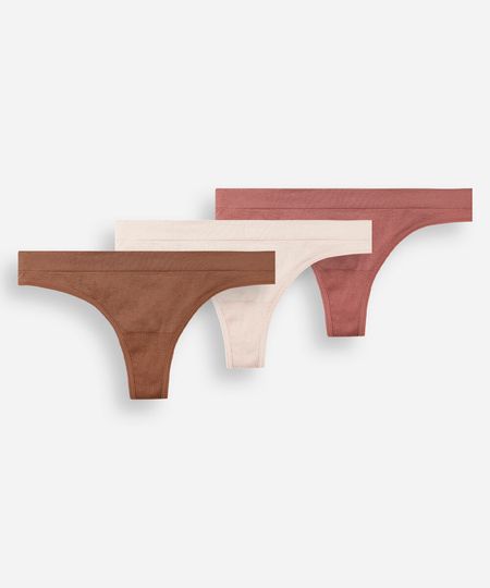 kit de 3 calcinhas fio dental sem costura colorido G