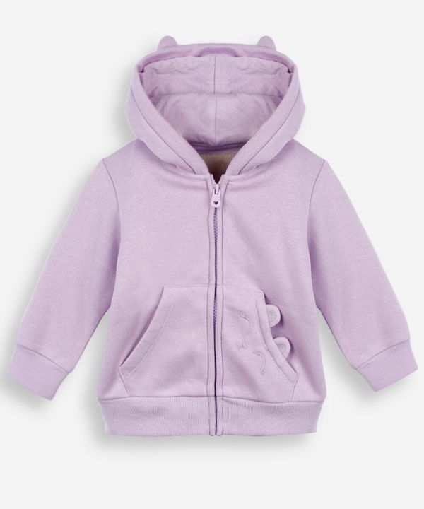 casaco infantil com capuz de moletom fun lilás 4