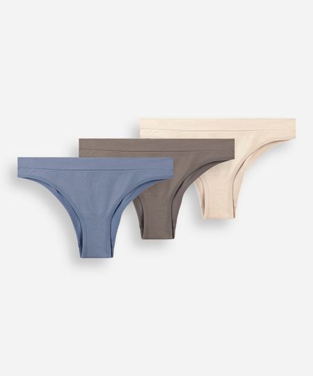 kit de 3 calcinhas biquíni feminina de poliamida colorido P