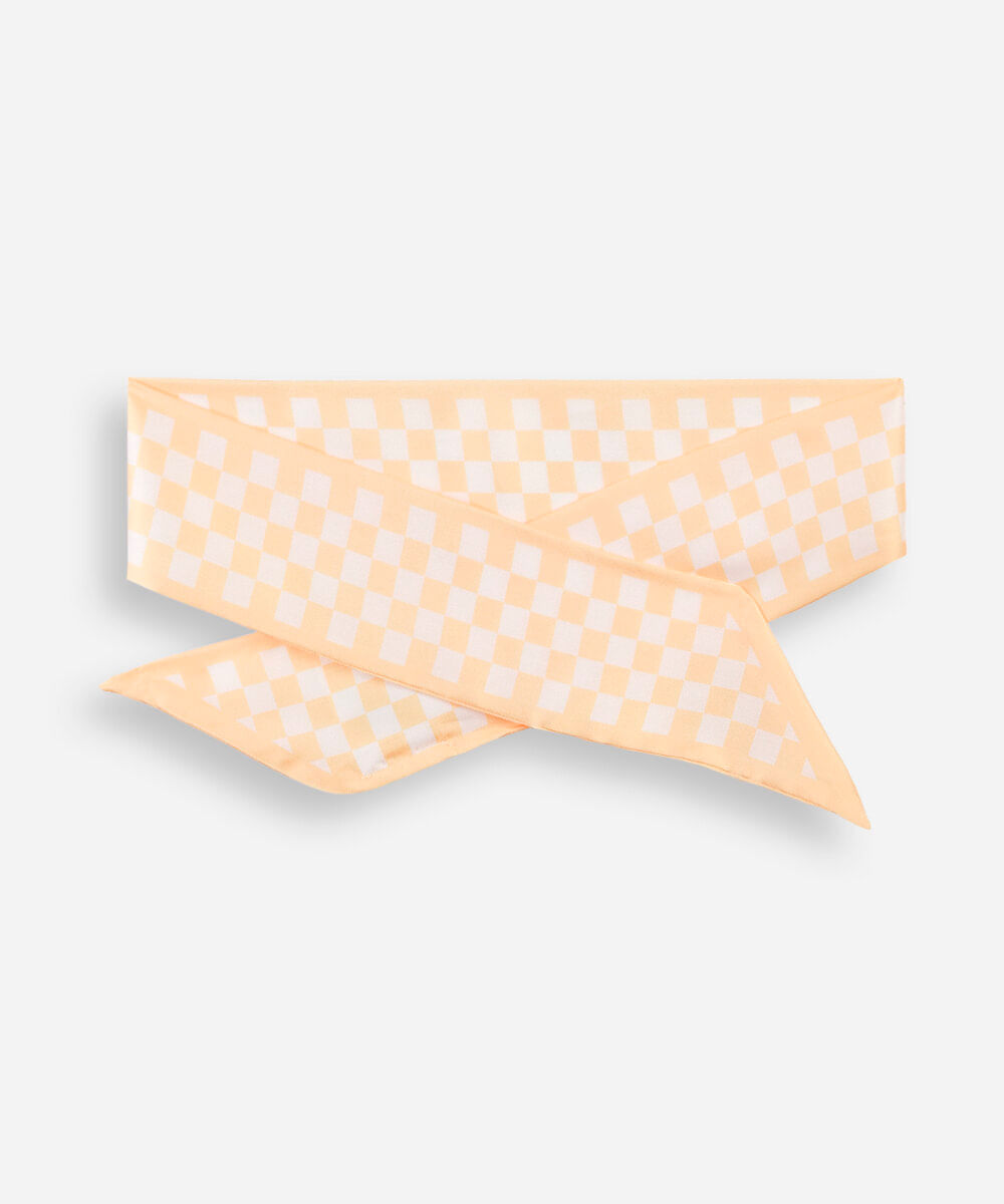 lenço faixa xadrez acetinado amarelo