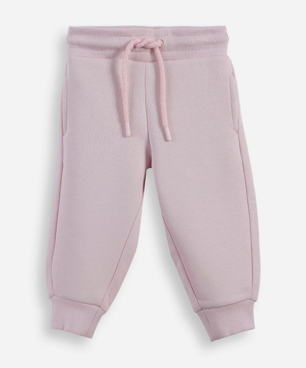 calça infantil jogger básica moletom lilás