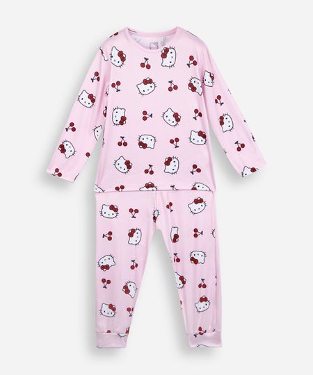 pijama longo infantil hello kitty rosa 10 pijama longo infantil hello kitty rosa 10