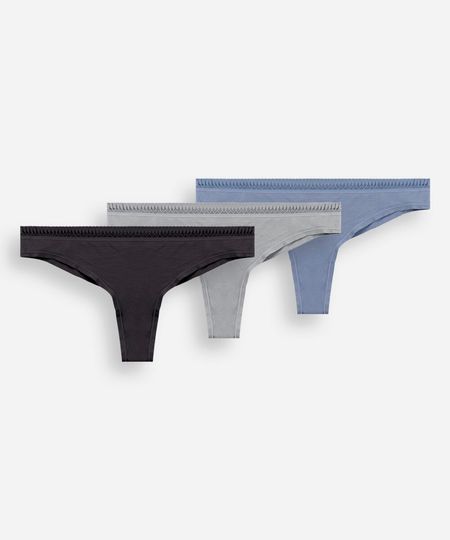 kit de 3 calcinhas fio dental feminina em viscose colorido M