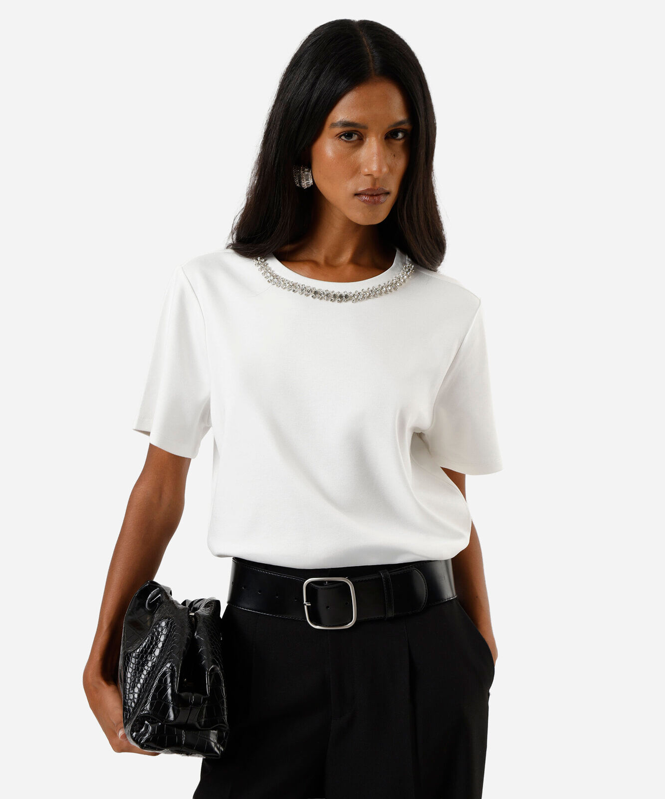blusa feminina com viscose com brilhos off white