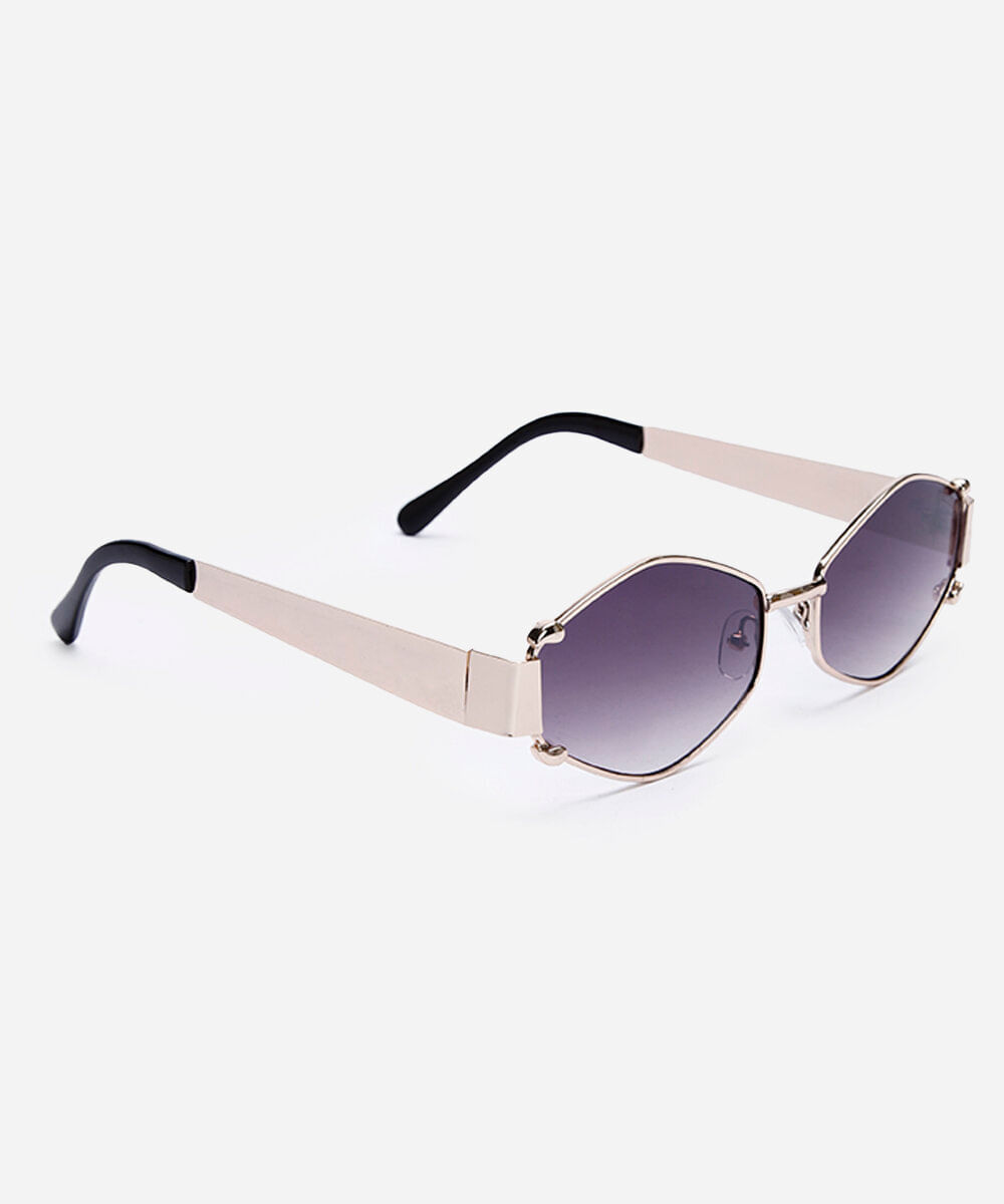 óculos de sol feminino oval de metal triton dourado