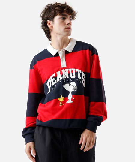 polo masculina de moletom peanuts snoopy manga longa listrada colorido M polo masculina de moletom peanuts snoopy manga longa listrada colorido M
