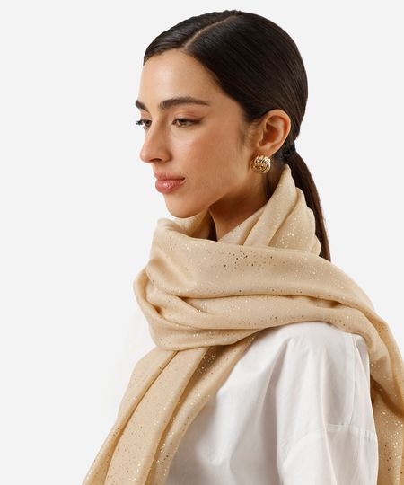 lenço com brilhos retangular bege UNICO lenço com brilhos retangular bege UNICO