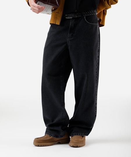 calça baggy masculina jeans preta 36