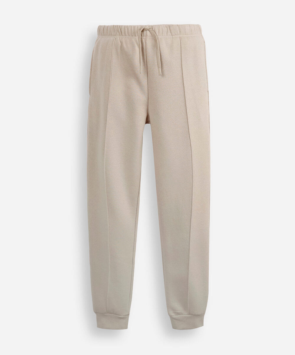 calça jogger juvenil de moletom com nervura bege