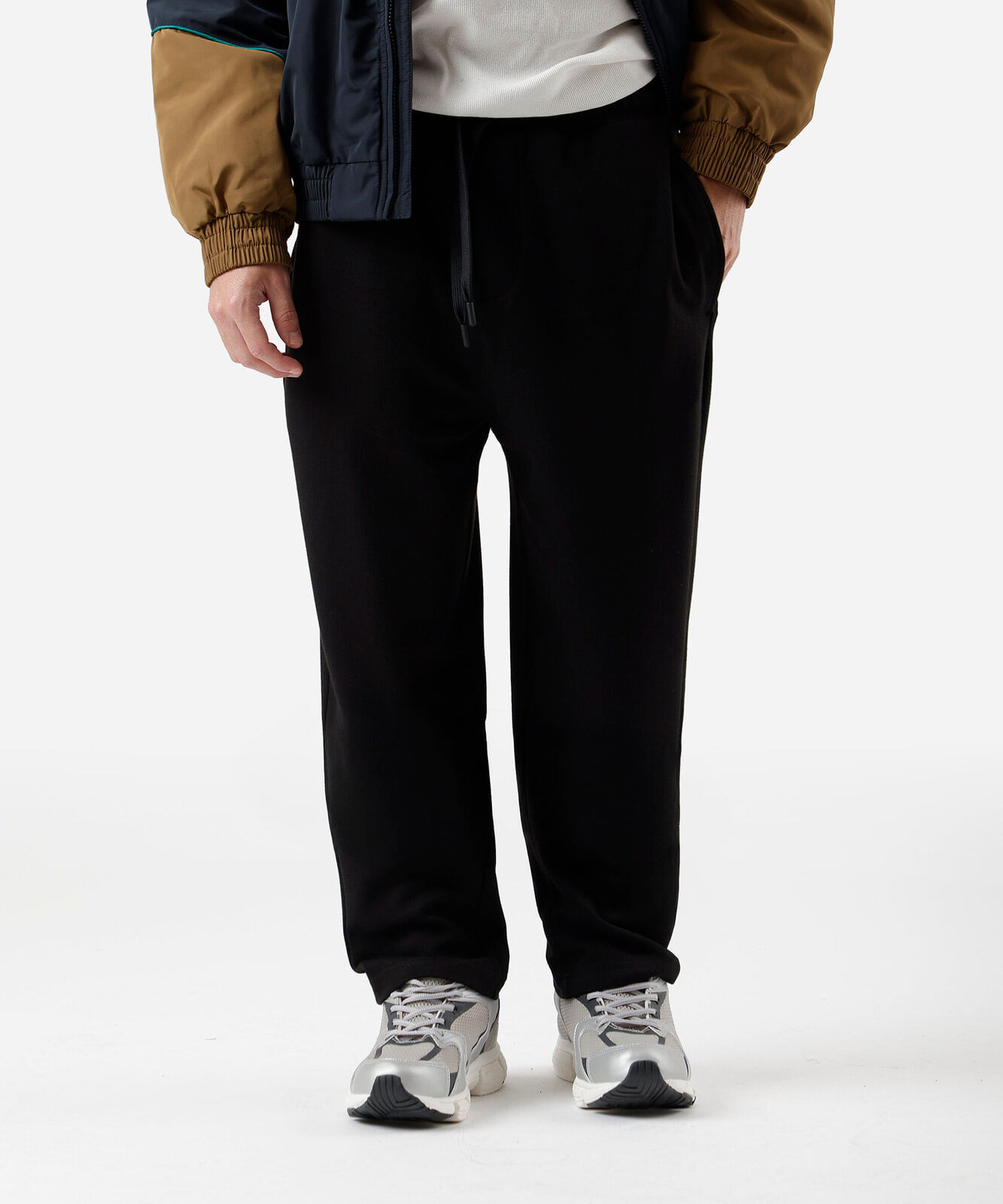 calça reta masculina com viscose cós elástico preta