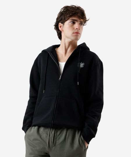 blusão masculino de moletom com capuz preto P