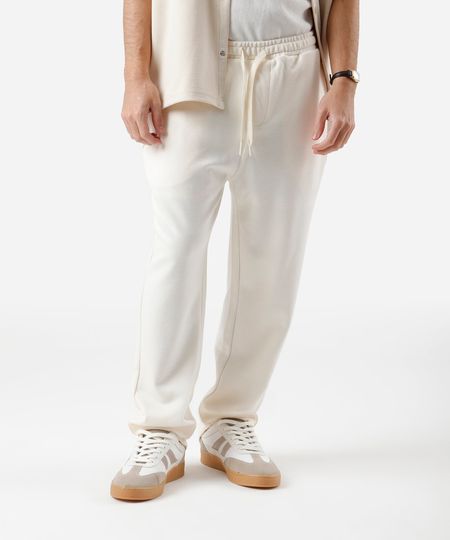 calça reta masculina com viscose cós elástico off white P calça reta masculina com viscose cós elástico off white P