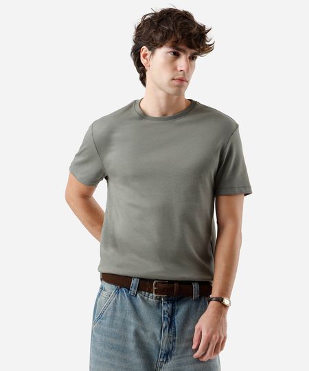 camiseta masculina de algodão peruano slim fit verde P