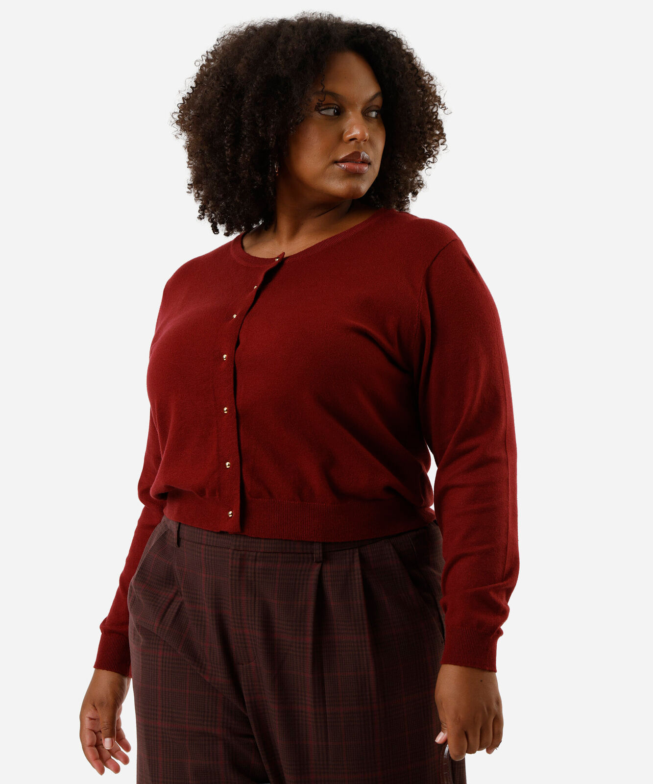 cardigan feminino de tricot plus size vinho