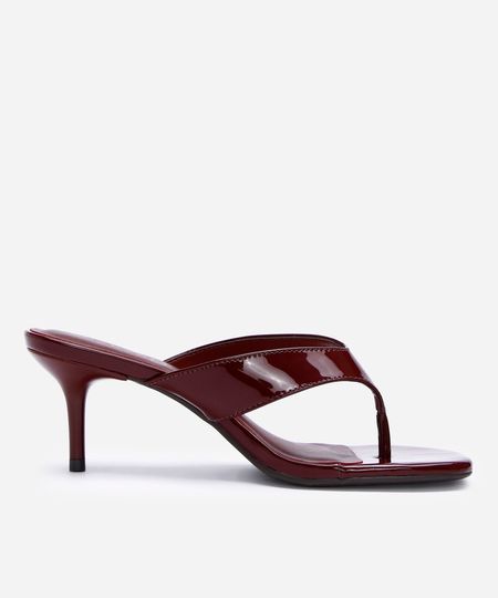 tamanco bico quadrado salto fino vinho 36