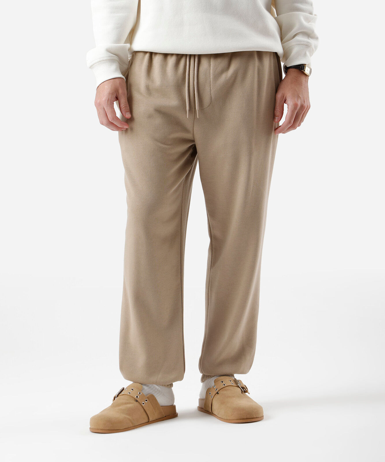 calça masculina jogger moletom bege