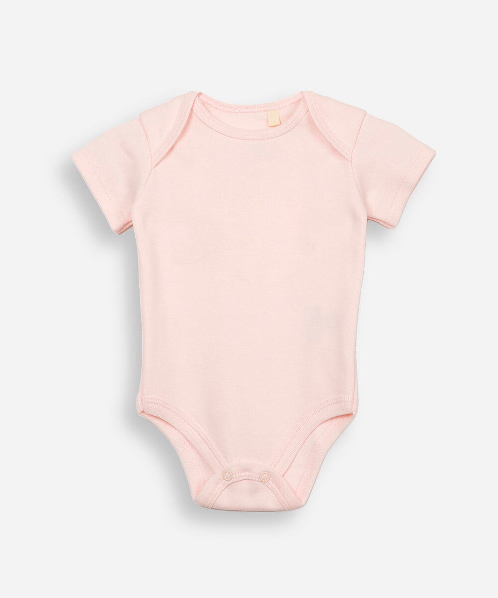 body infantil liso manga curta rosa claro