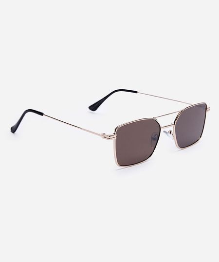 óculos de sol unissex quadrado de metal triton dourado UNICO