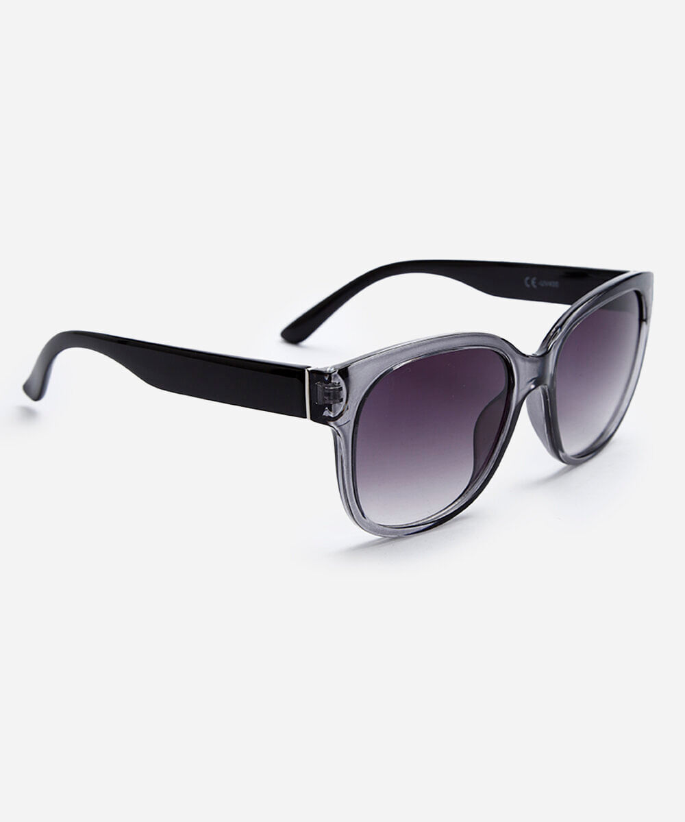 óculos de sol feminino redondo de acetato cinza
