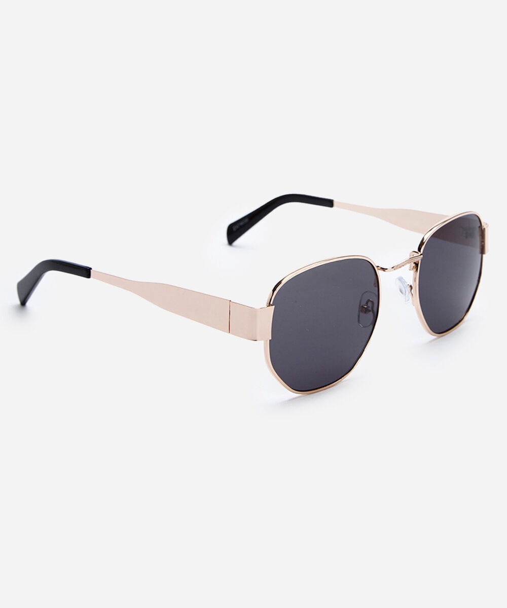 óculos de sol feminino quadrado de metal dourado