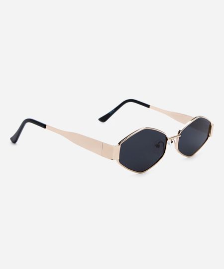 óculos de sol feminino oval de metal dourado UNICO