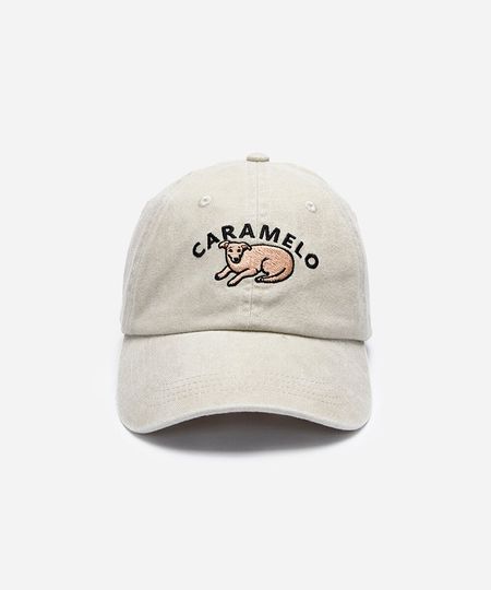 boné aba curva de sarja bordado caramelo bege UNICO