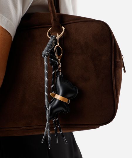 chaveiro bag charm cachorro e cordas preto UNICO