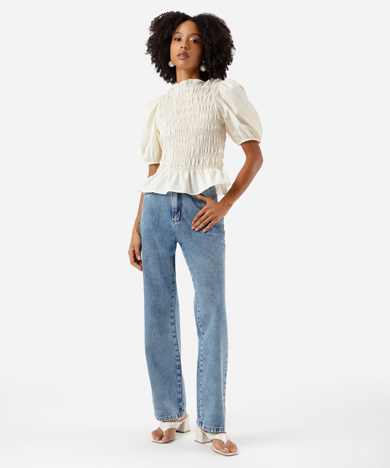 calça reta petit feminina jeans sawary azul