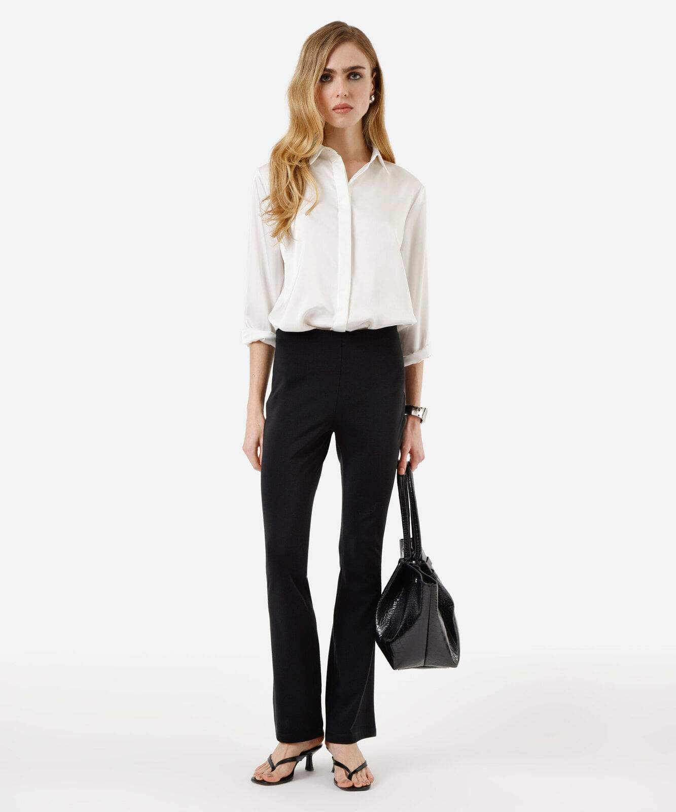 calça flare feminina cintura alta preta