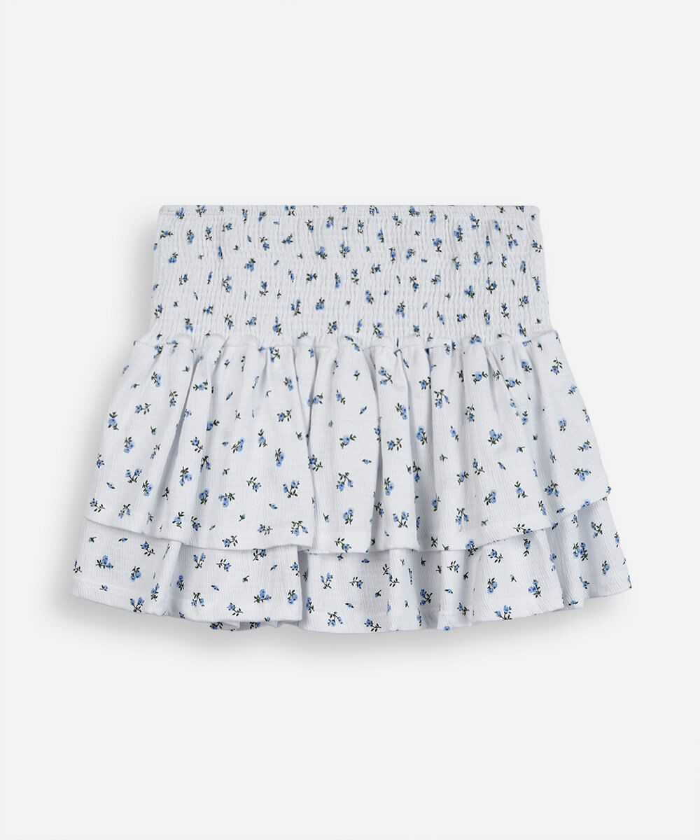 mini saia juvenil marias floral off white