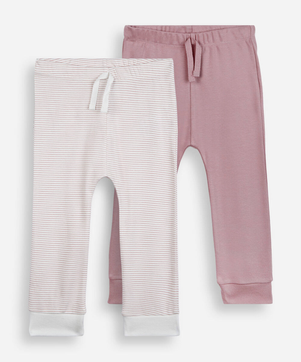 kit de 2 calças infantis jogger rosa