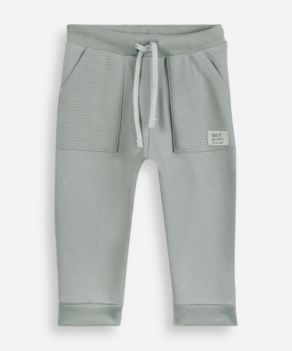 calça jogger infantil de moletom texturizada verde
