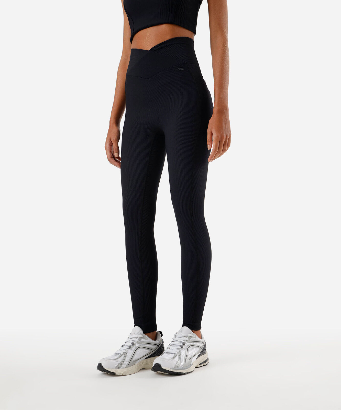 calça legging feminina esportiva canelada preta